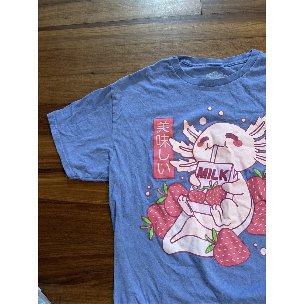 Goodie Two Sleeves Axolotl Strawberry Milk T Shirt Womens Large Graphic Tee - Picture 2 of 5